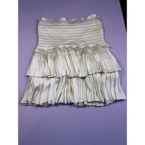 RESET by Jane Womens Teen Satin Tiered Boutique Skirt Ivory Size Small S
